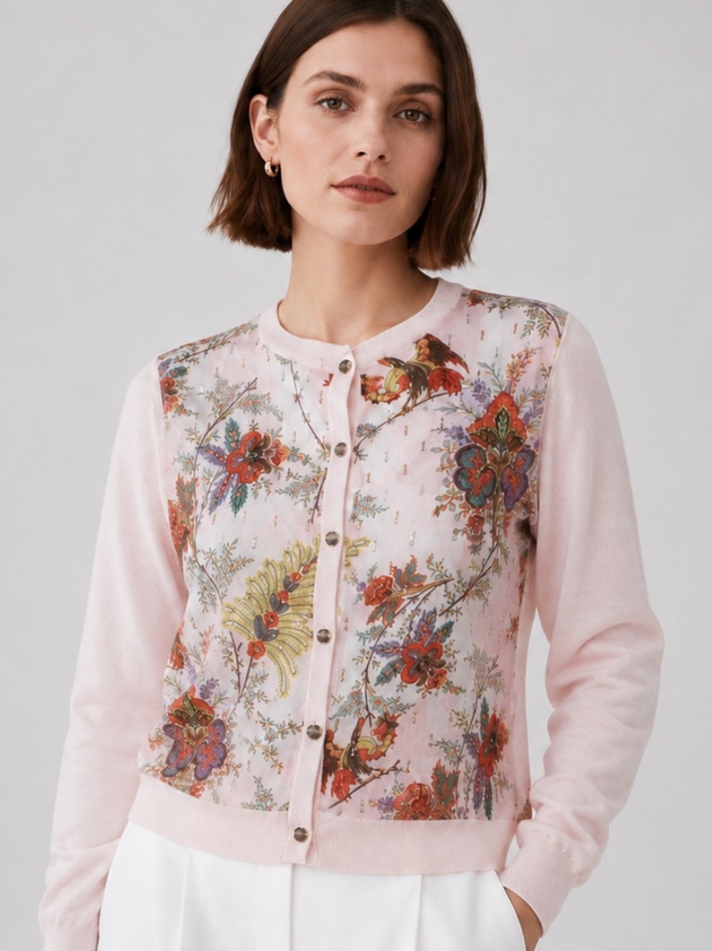 Ted Baker Secret Flower Garden Cardigan in Light Pink
